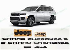 6PCS 2021+ Jeep Grand Cherokee L Front Rear Jeep 4X4 L Door Emblems Matte Black picture
