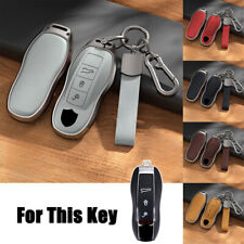 Alloy Leather Car Key Case Cover For Porsche Cayman Boxster Macan Panamera 911 picture