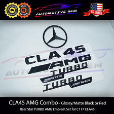 CLA45 AMG TURBO AMG Rear Star Emblem Black Badge Set for Mercedes C117 W117 picture