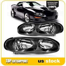Headlights Assembly For 1998-2002 Chevy Camaro Z28 Black Housing Left+Right Pair picture