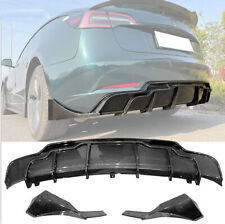 3X Rear Bumper Lip Diffuser Aprons Carbon Fiber Style Fits 17-22 Tesla Model 3 picture