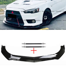 For Mitsubishi Eclipse Front Bumper Lip Spoiler + Strut Rods Glossy Black picture