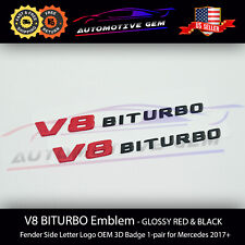 V8 BITURBO Fender Side AMG Emblem Red Black Logo Badge Mercedes C63 E63 G63 picture
