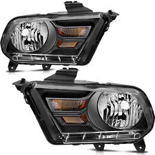 Headlight Assembly Fits 2010-2014 Ford Mustang Halogen Headlamp Front Black Pair picture