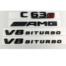 Black C63s AMG  V8 BITURBO Trunk Fender Emblems Badges for AMG W205 picture