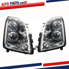 LH+RH Headlights For 2005-11 Cadillac STS Halogen Black Bezel Clear Lens Factory picture