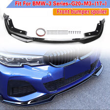 GLOSSY BLACK FRONT BUMPER SPOILER LIP FOR 19-22 BMW 3 SERIES G20 M340I M SPORT , picture