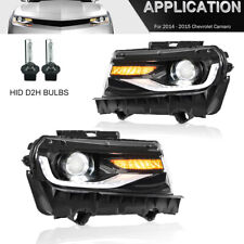 1 Pair Headlights for 14-15 Chevrolet Chevy Camaro LS LT SS Black w 1 Pair Bulbs picture