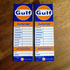 Pair Gulf Oil Change Label Sticker Replica Door Jamb Oil Collectible Rod Vintage picture