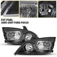 For 2005-2007 Ford Set Focus Black Headlight Halogen Driver and Passenger Side picture