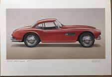 BMW 507 Coupe 1955 / Signed by German Artist Rare Stunning Car Poster WOW picture