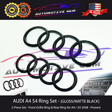 AUDI A4 Ring BLACK Front Grille & Rear Trunk Emblem Lid Logo Hatch Badge A4 S4 picture