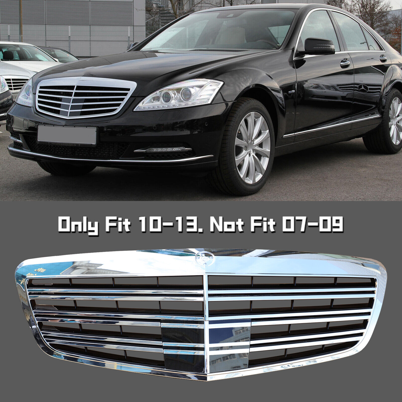 Fit Mercedes Benz S-Class 10-13 W221 AMG style Chrome Front Grille S400 S550 S65
