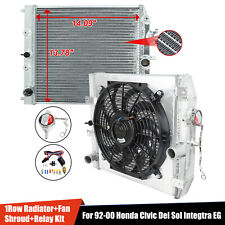 Aluminum Radiator+Shroud+Fan Relay For 92-00 Honda Civic Del Sol Integtra EG MT picture