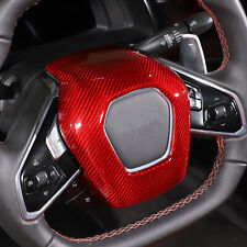 For C8 Corvette Red Carbon Fiber Steering Wheel Center Surround Cover 2020-24 picture