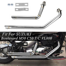 Shortshots Staggered Exhaust Pipes Chrome For Suzuki Boulevard C50 B/C/Boss C50T picture