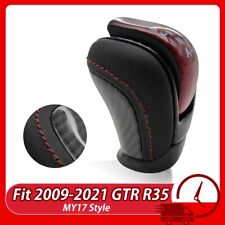 Shift Knob Inner Glossy Black Carbon Fiber Leather Fit 2009-2021 Nissan GTR R35 picture