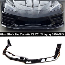 For Corvette C8 Z51 Stingray 20-24 Front Bumper Lip Spoiler Winglet Gloss Black picture