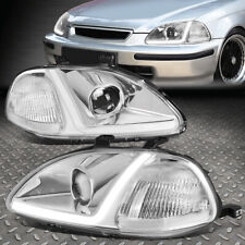 [LED DRL]FOR 96-98 HONDA CIVIC CHROME HOUSING CLEAR CORNER PROJECTOR HEADLIGHTS picture