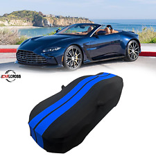 For Aston Martin V12 Roadster Indoor Car Cover Satin Stretch  Blue/Black picture