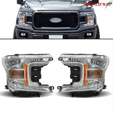Left+Right Side For 2018 2019 2020 Ford F-150 Halogen Headlights Assembly Chrome picture