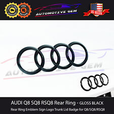 AUDI Q8 SQ8 Rear Ring Emblem GLOSS BLACK Sign Logo Trunk Lid Badge S line RSQ8 picture