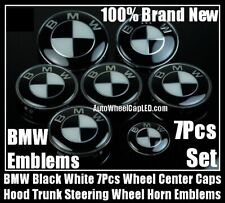 For BMW Black White Emblem wheel Center Cap 7pc Set 82/82mm 68mm 45mm hood M5 M6 picture
