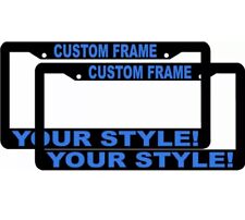 2 CUSTOM PERSONALIZED BLACK LIGHT BLUE LETTERS customized License Plate Frame picture