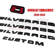 4Pcs Matte Black 2019-2024 Silverado Custom Overlay Emblem Nameplate Badge Decal picture