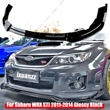 For 2011-2014 Subaru WRX STI CS2-Style JDM Glossy Black Front Bumper Body Lip 3x picture