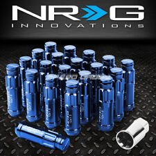 NRG 20X RACING RIM 66MM EXTENDED ANODIZED WHEEL LUG NUT+ADAPTER KEY+CAP BLUE picture