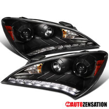 Fit 2010-2012 Hyundai Genesis Coupe Black Projector Headlights Lamps LED Strip picture