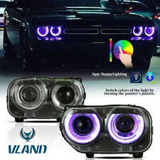 Pair LED Headlights RGB Color Change Lamps For 2015-2022 Dodge Challenger SE R/T picture