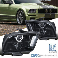 Glossy Black For 05-09 Ford Mustang Smoke Halo Projector Headlights Head Lamps picture