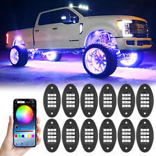 12 Pod RGB LED Rock Light Underbody Trail Rig Glow Lamp Offroad SUV Pickup Truck picture