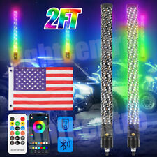 2X 2FT Spiral LED Fat Whip Lights Antenna RGB Chasing For Can-am X3 RZR UTV ATV picture