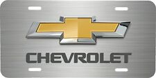 CHEVROLET LOGO BRUSHED STEEL LOOK VEHICLE LICENSE PLATE AUTO CAR FRONT TAG picture
