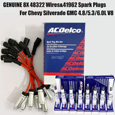 8X OEM 48322 Wires&41-962 Spark Plugs For Chevy Silverado GMC 4.8L 5.3L 6.0L V8 picture