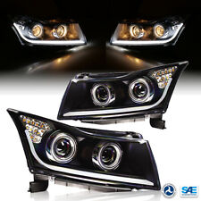 For 2011 2012 2013 2014 2015 Chevy Cruze Projector Headlights Black LED DRL PAIR picture
