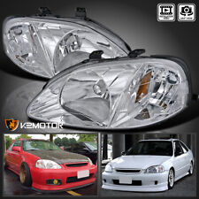 Clear Fits 1999-2000 Honda Civic EK EJ LX EX SI Headlights Headlamps 99-00 Pair picture