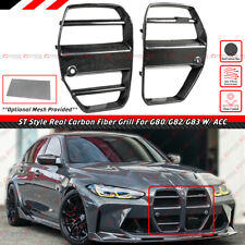 FOR 2021-2024 BMW M3 G80 M4 G82 G83 ACC ST STYLE REAL CARBON FIBER GRILL W/ MESH picture