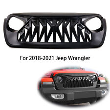 Fits For 18-21 Jeep Wrangler JL JT Front Bumper Grille Shark Grill Glossy Black picture