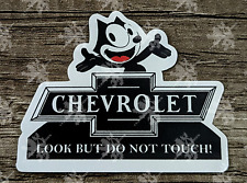Felix The Cat Black Chevy Look But Do Not Touch Glass Die Cut Decal Static Cling picture