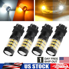 4x Error Free 3157 LED DRL White/Amber Switchback Turn Signal Parking Light Bulb picture