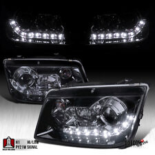 Fit 1999-2004 VW Jetta LED Glossy Black Projector Headlights Head Lamps Pair picture