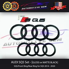 Audi SQ5 BLACK Ring Emblem Front Grille Trunk Badge Supercharged Set 2014-2020 picture