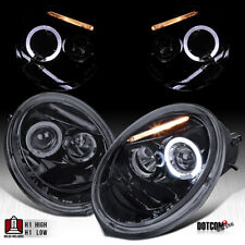 Fit 1998-2005 VW Beetle Black Smoke LED Halo Projector Headlights Lamps 98-05 picture