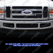 Fits 2008-2010 Ford F250/F350/F450 Black Stainless Steel Mesh Grille Grill Combo picture