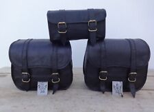 Motorcycle Leather Pouch Panniers Black Side Saddle Bag Saddlebags Bags Tool 3 picture