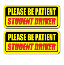 Student Driver Car Signs Please Be Patient Bumper Sticker Decal Label Safety x2 picture